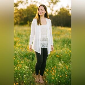Lace Cardigan, White Ivory Neutral Feminine Medium Petite Dainty Lace